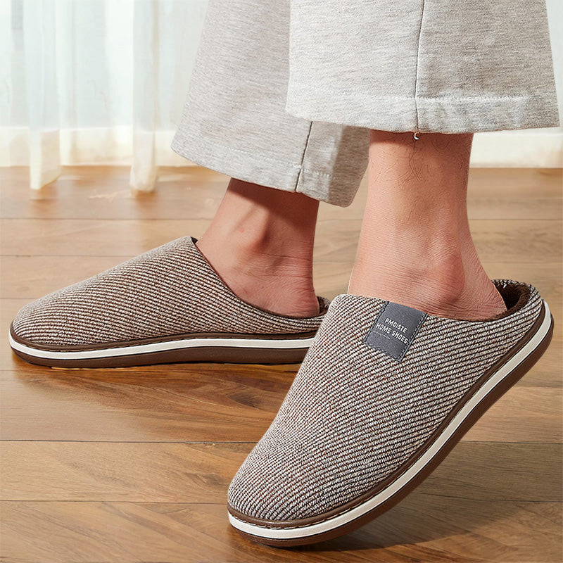 TPR Lightweight Slippers C | Slippers Fuzzy with Cotton Twill Stripes Line