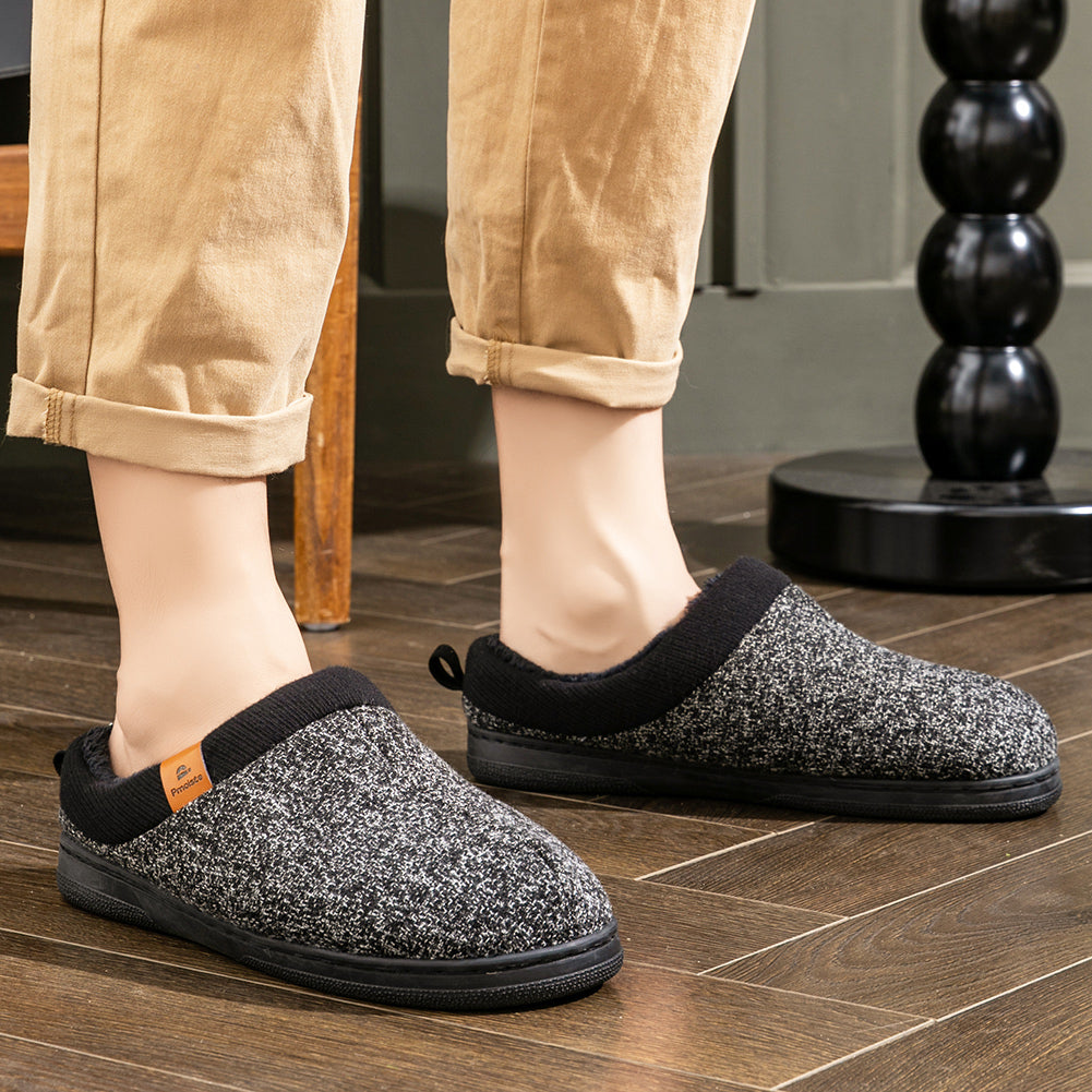 House Slippers For Men Knitted Patchwork Design Winter Home Shoes indoor