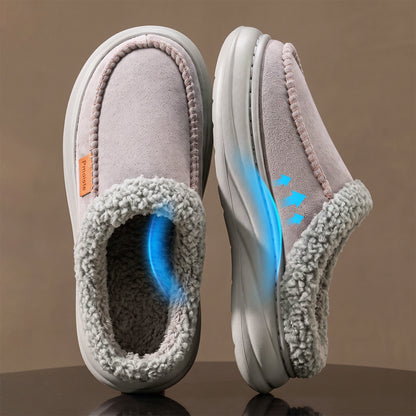 Men House Slippers Comfy Arch Support Suede Fuzzy Winter Warm Platform Bedroom Shoes