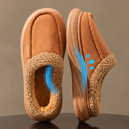 Men House Slippers Comfy Arch Support Suede Fuzzy Winter Warm Platform Bedroom Shoes