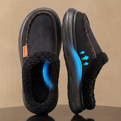 Men House Slippers Comfy Arch Support Suede Fuzzy Winter Warm Platform Bedroom Shoes