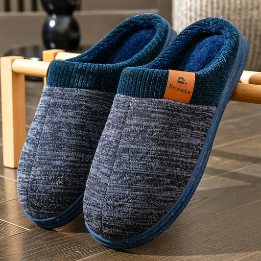 House Slippers For Men  Knitted Splicing Design Winter Home Shoes Indoor