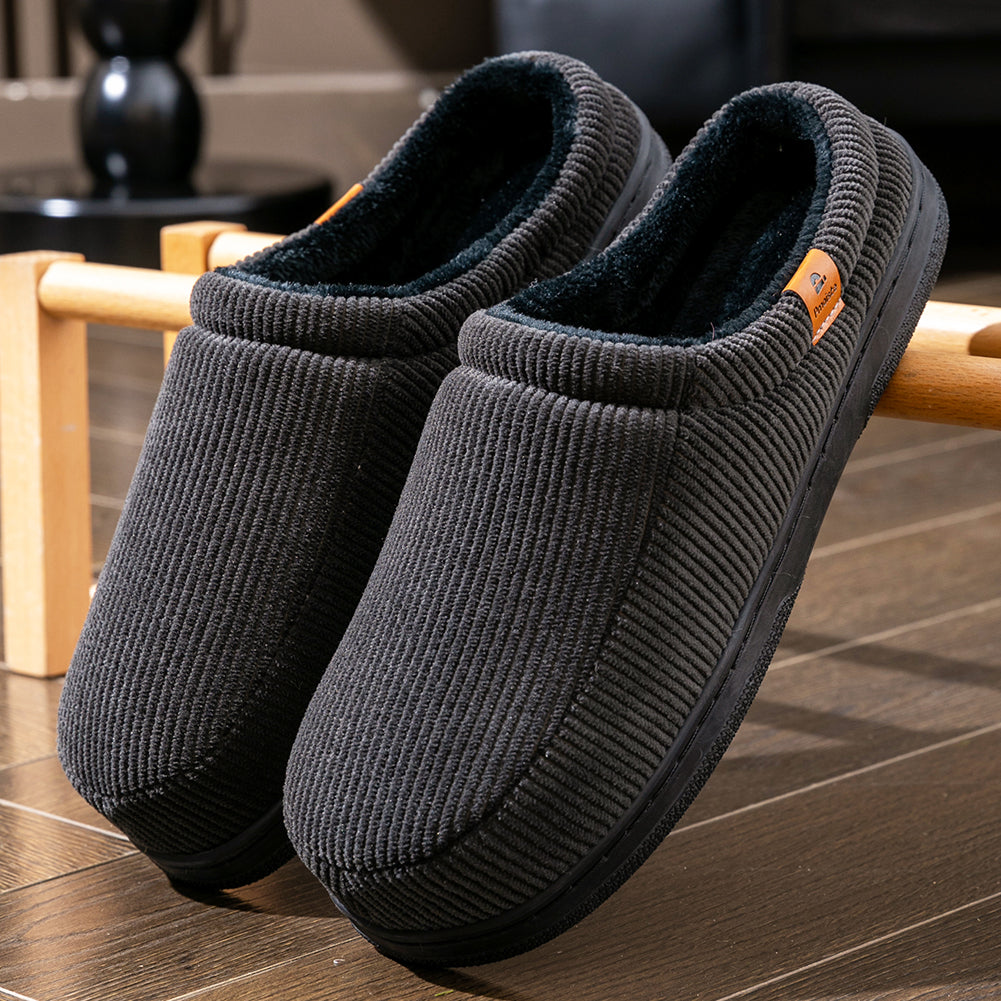 House Slippers For Men  Corduroy Stripe Winter Home Shoes Indoor