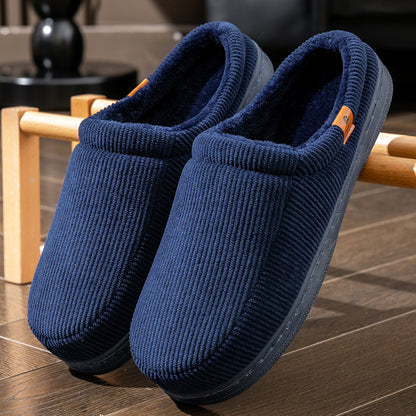 House Slippers For Men  Corduroy Stripe Winter Home Shoes Indoor