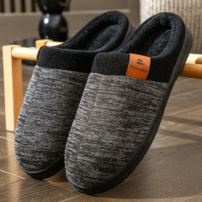 House Slippers For Men  Knitted Splicing Design Winter Home Shoes Indoor