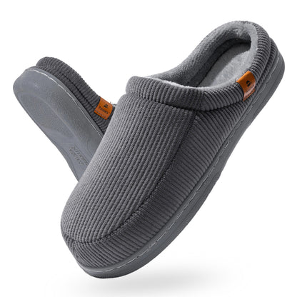 House Slippers For Men  Corduroy Stripe Winter Home Shoes Indoor