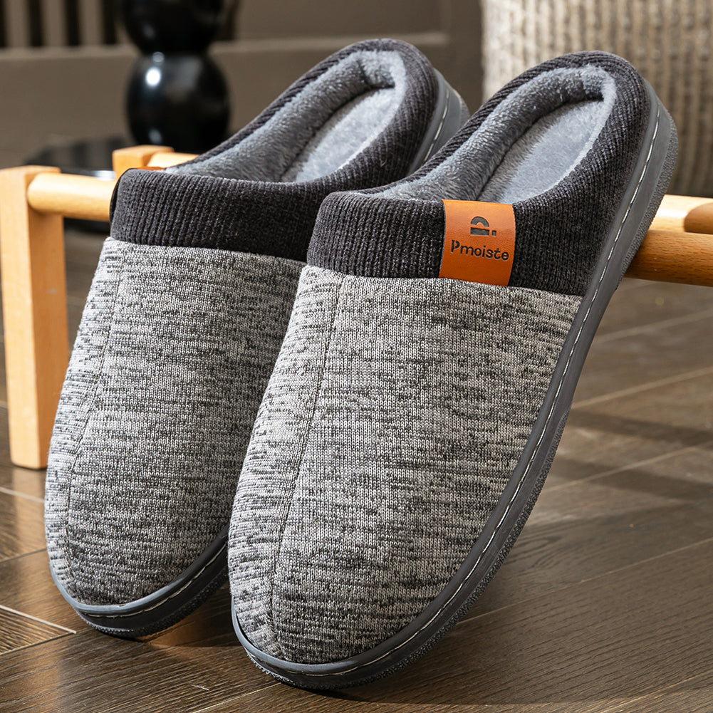 House Slippers For Men  Knitted Splicing Design Winter Home Shoes Indoor