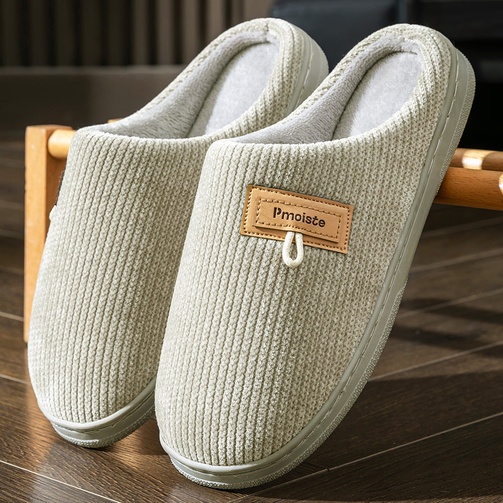 House Slippers For Men Women Knitted Stripe Winter Home Shoes Indoor