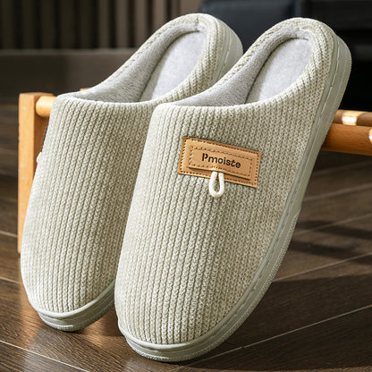 House Slippers For Men Women Knitted Stripe Winter Home Shoes Indoor