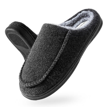 House Slippers For Men Women Woolen Plaid Stripe Warm Winter Home Shoes