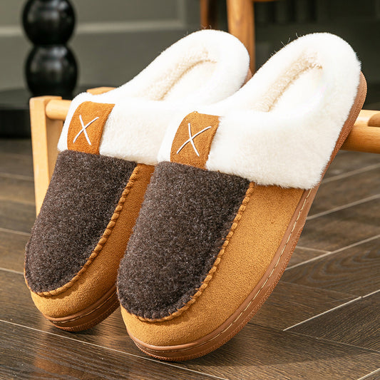 House Slippers For Men Suede Felt Winter Home Shoes indoor outdoor