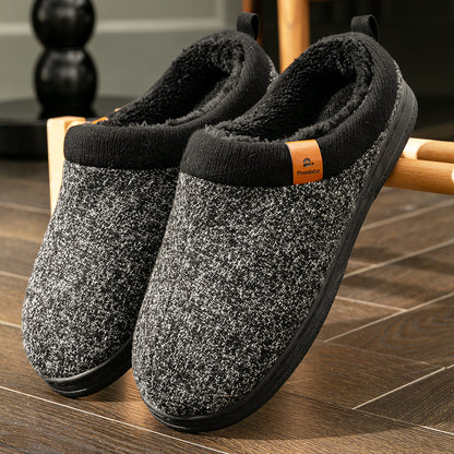 House Slippers For Men Knitted Patchwork Design Winter Home Shoes indoor
