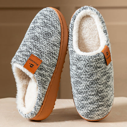 House Slippers For Women Knitted Patchwork Design Winter Home Shoes Warm