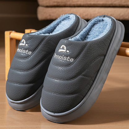 House Slippers For Men Women Sewing Design Winter Home Shoes Indoor PU