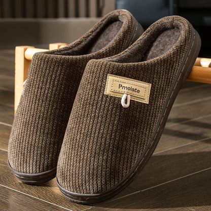 House Slippers For Men Women Knitted Stripe Winter Home Shoes Indoor