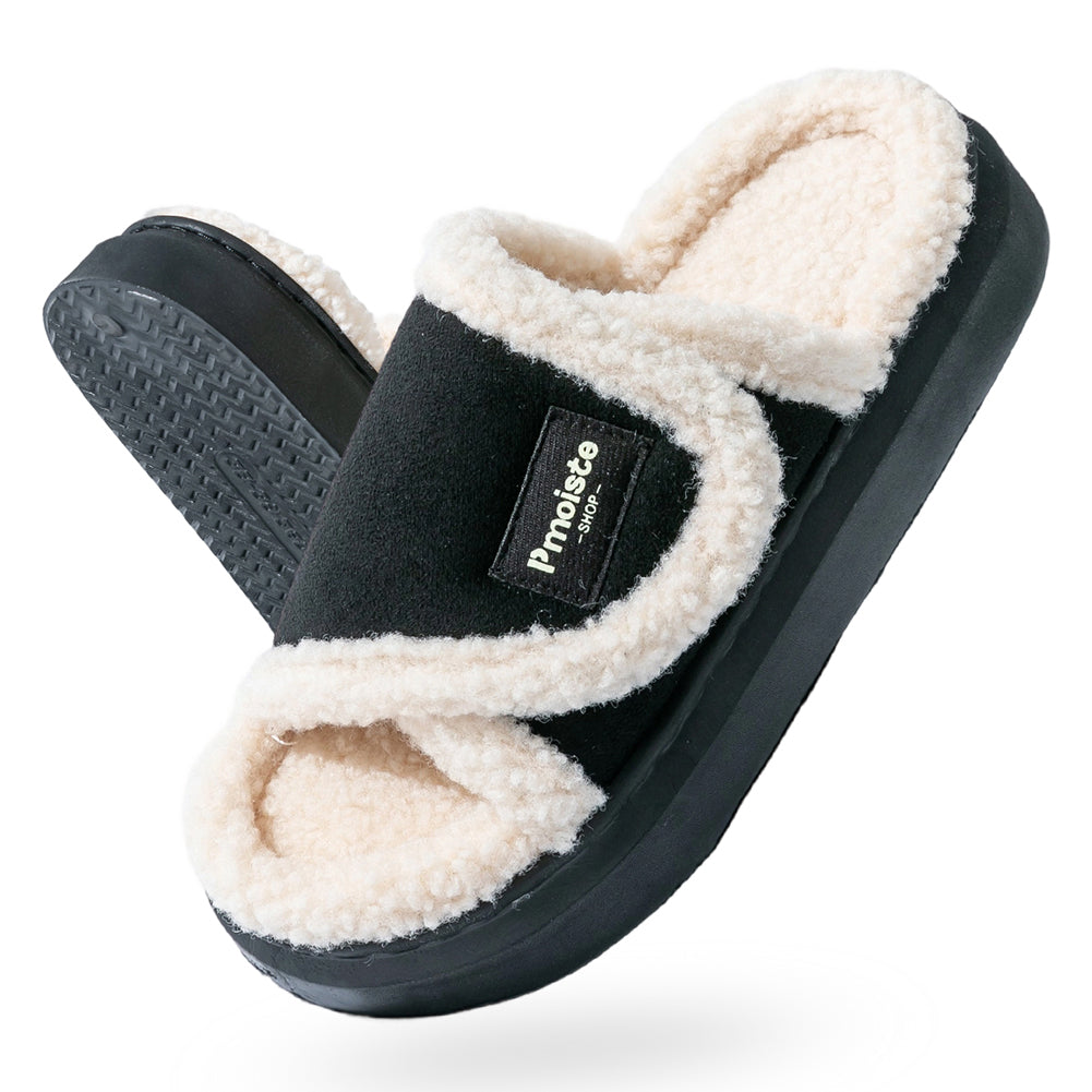 House Slides For Women Velcro Fuzzy House Slippers For Women Platform