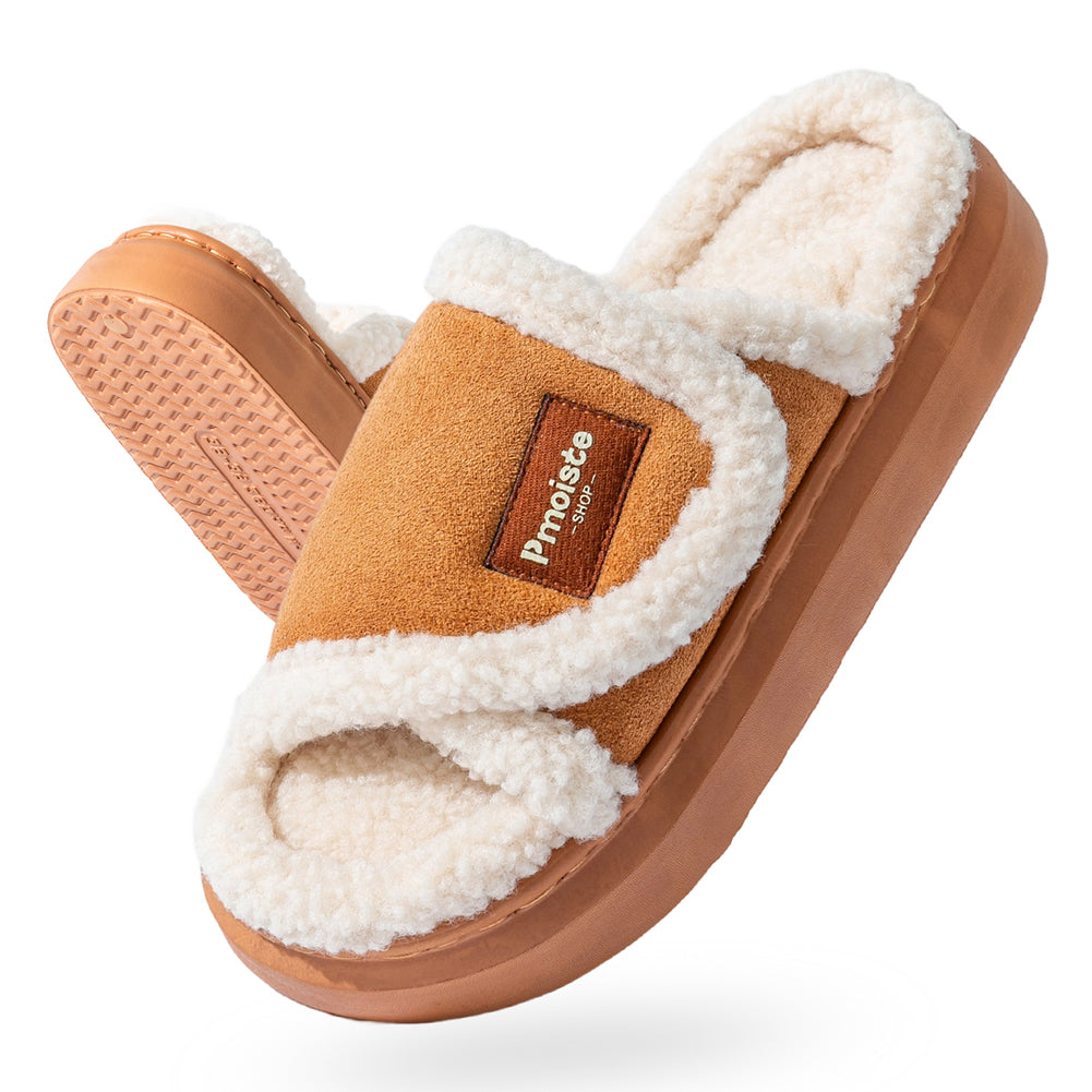 House Slides For Women Velcro Fuzzy House Slippers For Women Platform