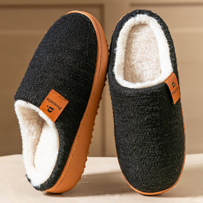 House Slippers For Women Knitted Patchwork Design Winter Home Shoes Warm
