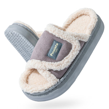 House Slides For Women Velcro Fuzzy House Slippers For Women Platform