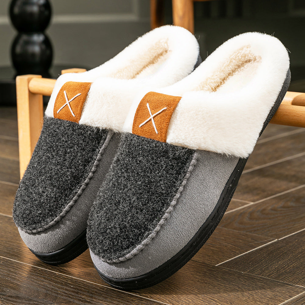 House Slippers For Men Suede Felt Winter Home Shoes indoor outdoor