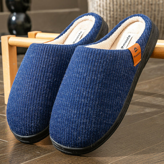 House Slippers For Men  Knitted Stripe Winter Home Shoes Indoor