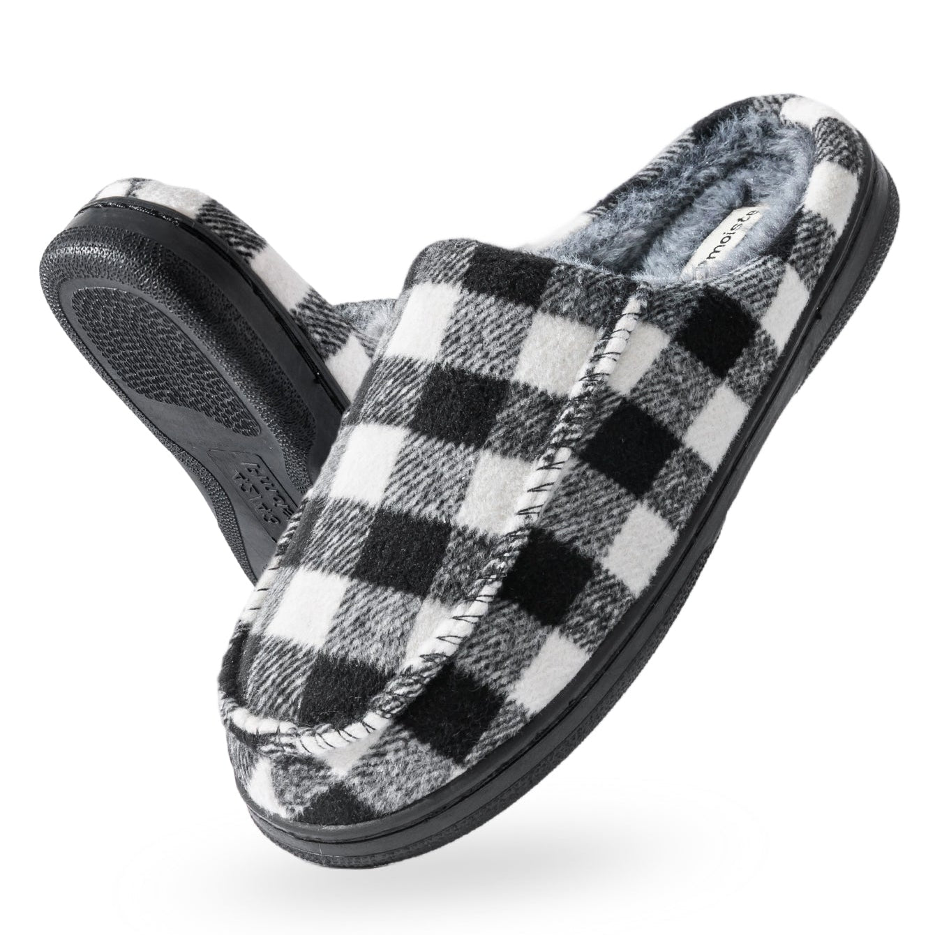 House Slippers For Men Women Woolen Plaid Stripe Warm Winter Home Shoes