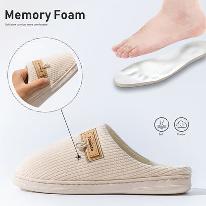 House Slippers For Men Women Knitted Stripe Winter Home Shoes Indoor