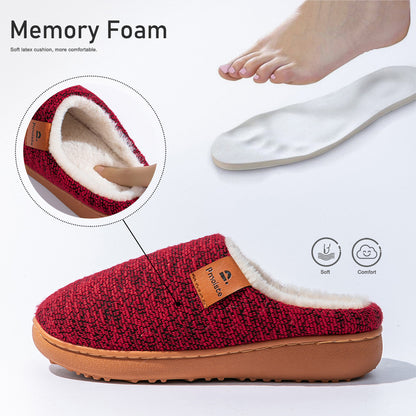 House Slippers For Women Knitted Patchwork Design Winter Home Shoes Warm