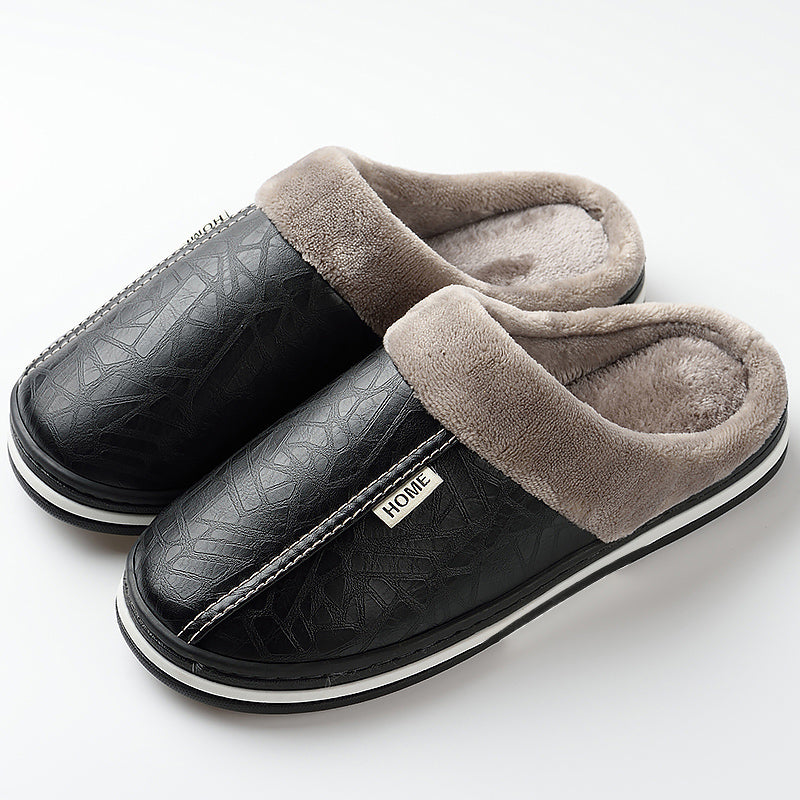 TPR Lightweight Slippers B | Men Winter Slippers with PU Leather