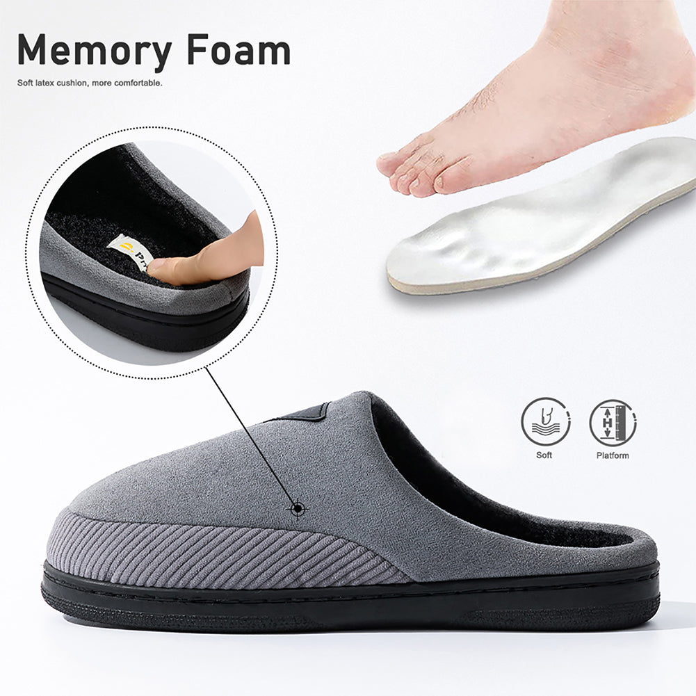 House Slippers For Men Corduroy Patchwork Design Winter Home Shoes indoor
