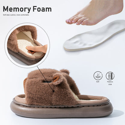 House Slides For Women Animal Capybara House Slippers For Women Furry Platform EVA Home Shoes