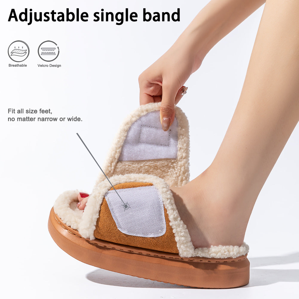 House Slides For Women Velcro Fuzzy House Slippers For Women Platform