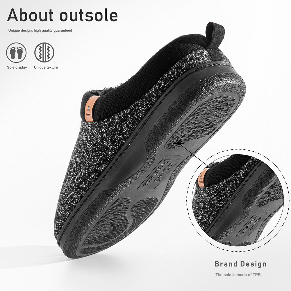 House Slippers For Men Knitted Patchwork Design Winter Home Shoes indoor