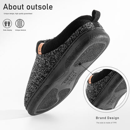 House Slippers For Men Knitted Patchwork Design Winter Home Shoes indoor