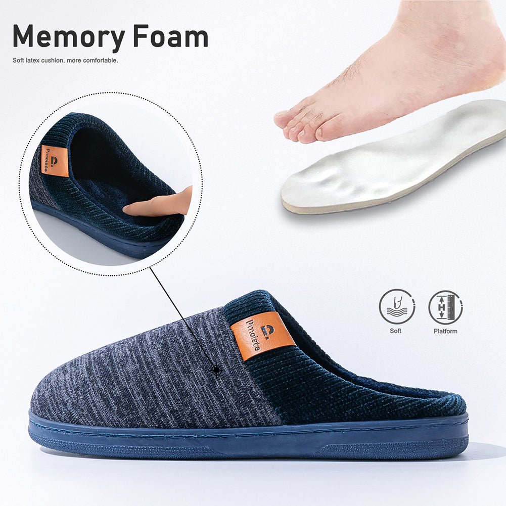 House Slippers For Men  Knitted Splicing Design Winter Home Shoes Indoor