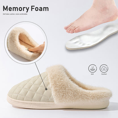 House Slippers For Men Women Plaid Design Winter Home Shoes Indoor PU