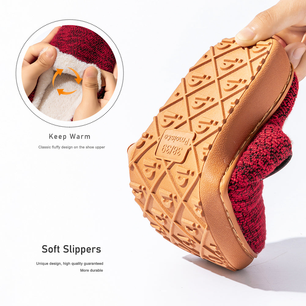 House Slippers For Women Knitted Patchwork Design Winter Home Shoes Warm