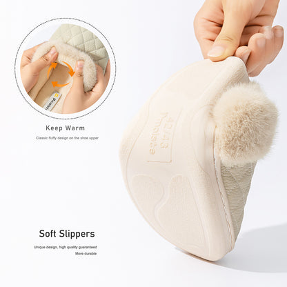 House Slippers For Men Women Plaid Design Winter Home Shoes Indoor PU