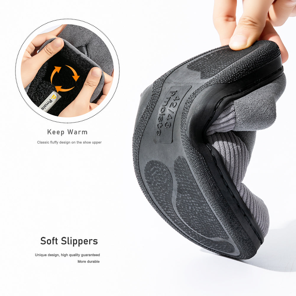 House Slippers For Men Corduroy Patchwork Design Winter Home Shoes indoor