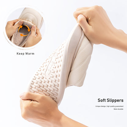 House Slippers For Men Women Sewing Design Winter Home Shoes Indoor PU