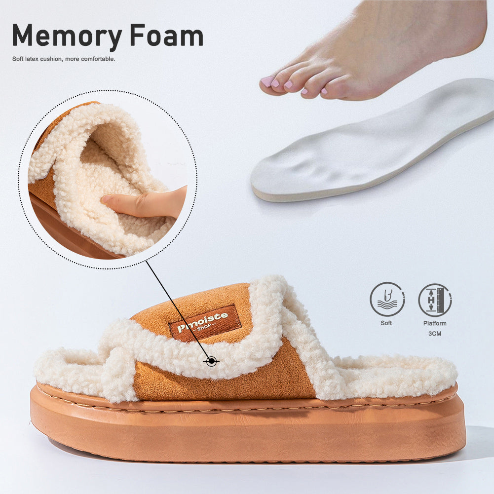 House Slides For Women Velcro Fuzzy House Slippers For Women Platform