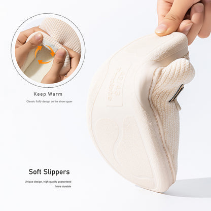 House Slippers For Men Women Knitted Stripe Winter Home Shoes Indoor