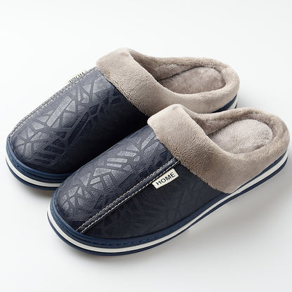 TPR Lightweight Slippers B | Men Winter Slippers with PU Leather