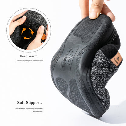 House Slippers For Men Knitted Patchwork Design Winter Home Shoes indoor