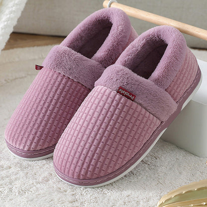 House Slippers For Women Flannel Plaid Fuzzy Plush Winter Home Shoes
