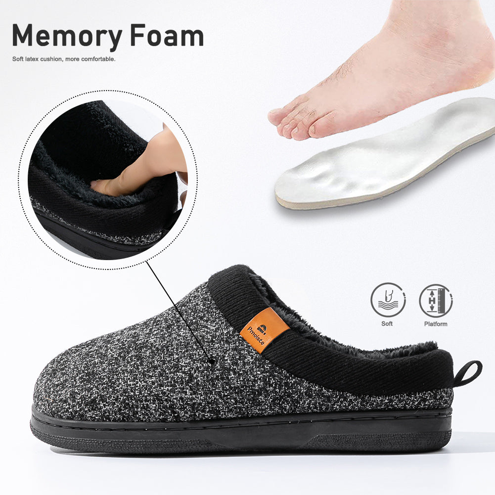 House Slippers For Men Knitted Patchwork Design Winter Home Shoes indoor