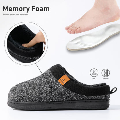 House Slippers For Men Knitted Patchwork Design Winter Home Shoes indoor