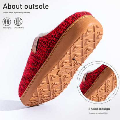 House Slippers For Women Knitted Patchwork Design Winter Home Shoes Warm