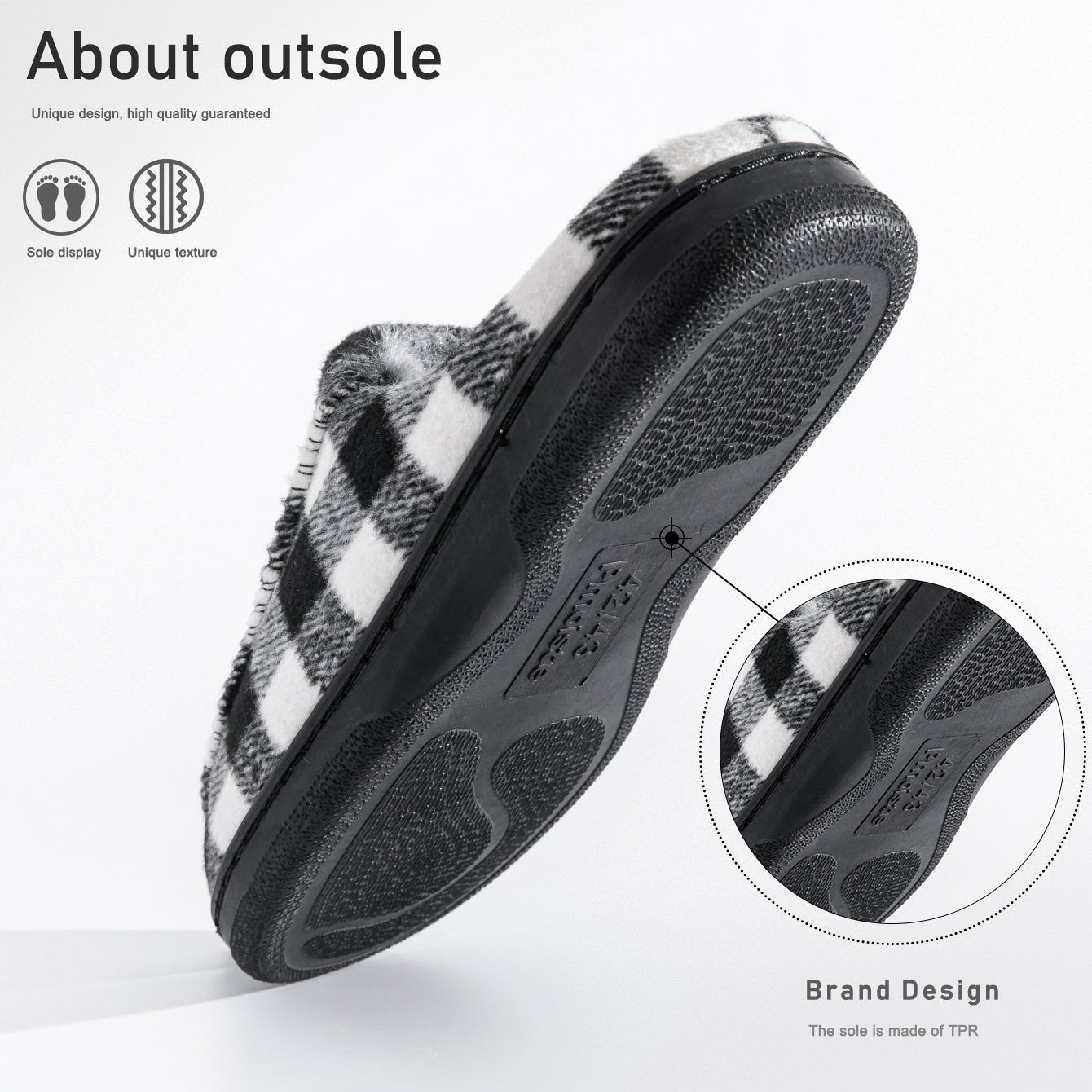 House Slippers For Men Women Woolen Plaid Stripe Warm Winter Home Shoes