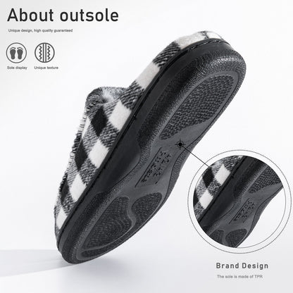 House Slippers For Men Women Woolen Plaid Stripe Warm Winter Home Shoes